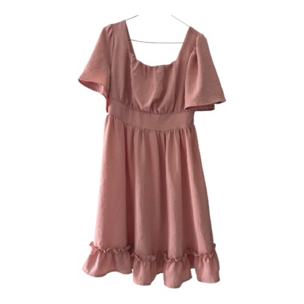 Blush Pink Flutter Sleeve Dress Size Small EUC